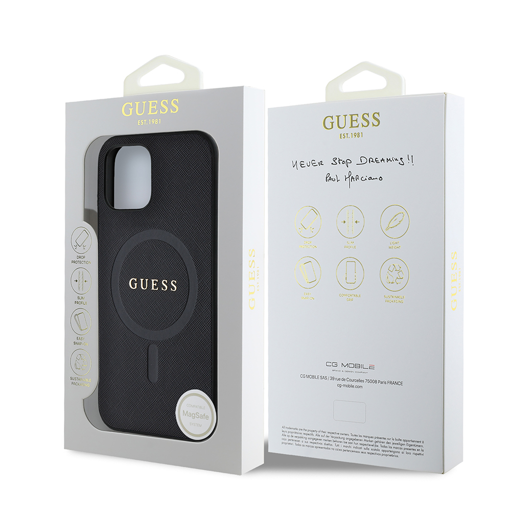 Apple iPhone 12 Case Guess Original Licensed Magsafe Charging Feature Text Logo Saffiano Classic Cover - 8