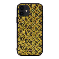 Apple iPhone 12 Case Kajsa Glamorous Series Waterfall Pattern Cover Yellow