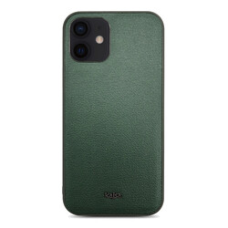 Apple iPhone 12 Case ​Kajsa Luxe Collection Genuine Leather Cover Green