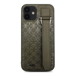 Apple iPhone 12 Case Kajsa Neo Clasic Series Mono K Strap Cover Green