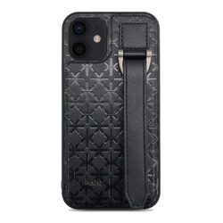 Apple iPhone 12 Case Kajsa Neo Clasic Series Mono K Strap Cover Black
