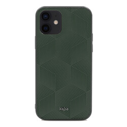 Apple iPhone 12 Case Kajsa Splendid Series 3D Cube Cover Green