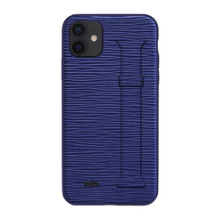Apple iPhone 12 Case Kajsa Wave Pattern Handstrap Cover Blue