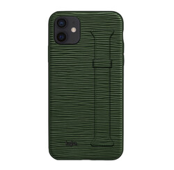 Apple iPhone 12 Case Kajsa Wave Pattern Handstrap Cover Green