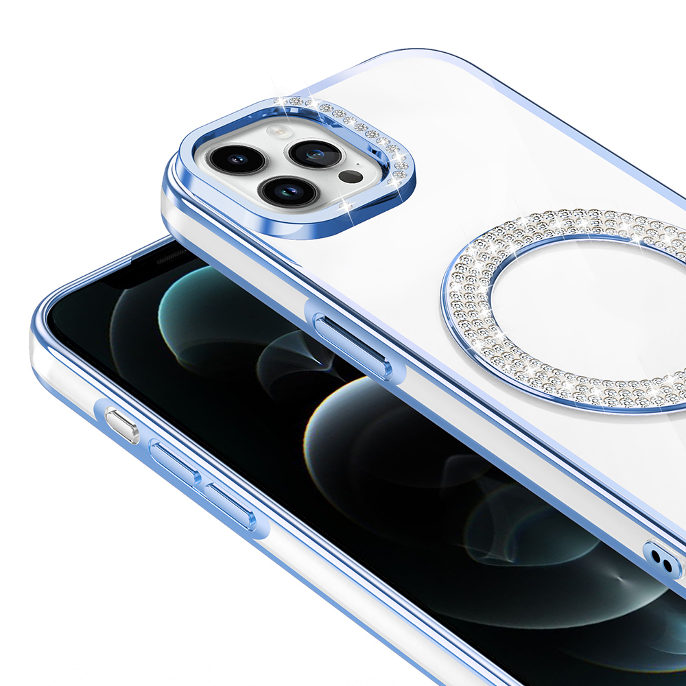 Apple iPhone 12 Case Magsafe Charging Feature Diamond Stone Design Zore Karetta Silicone Cover - 9