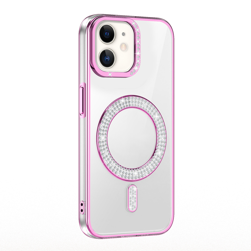 Apple iPhone 12 Case Magsafe Charging Feature Diamond Stone Design Zore Karetta Silicone Cover - 10