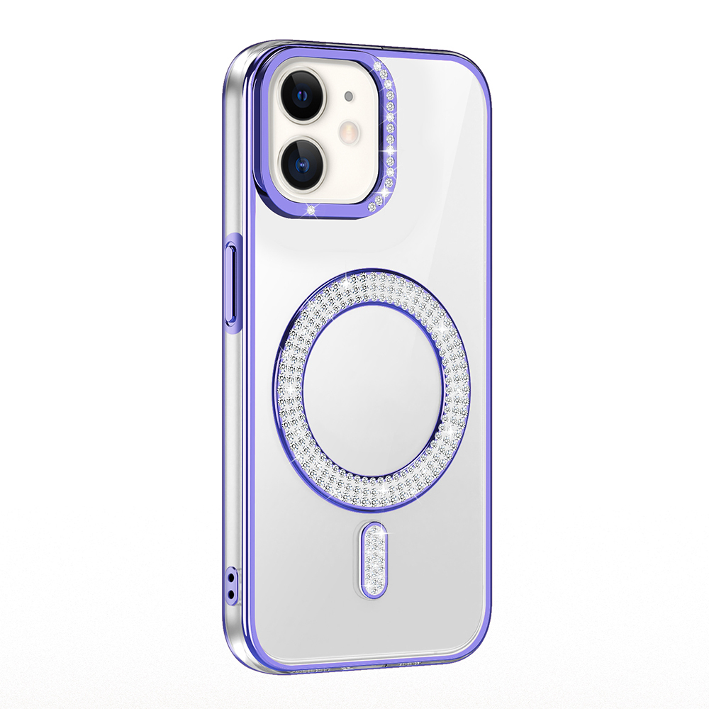 Apple iPhone 12 Case Magsafe Charging Feature Diamond Stone Design Zore Karetta Silicone Cover - 12