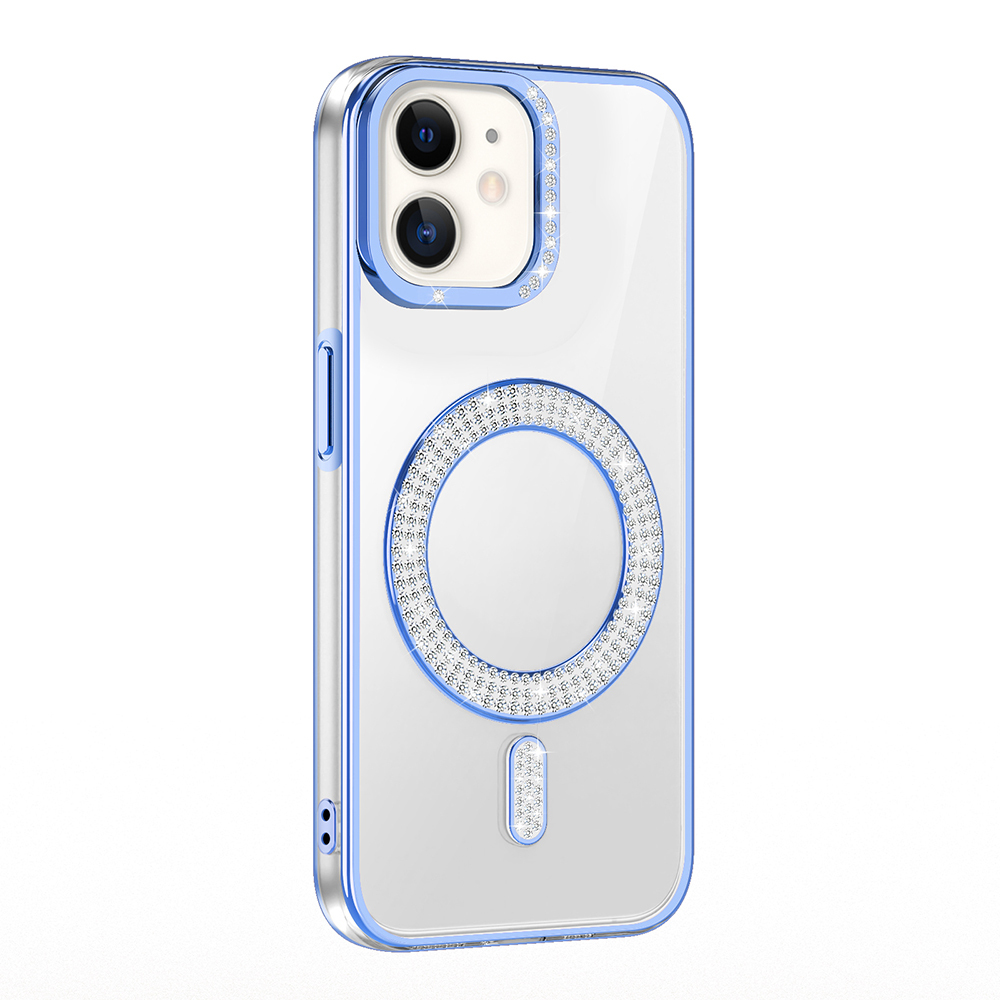 Apple iPhone 12 Case Magsafe Charging Feature Diamond Stone Design Zore Karetta Silicone Cover - 14