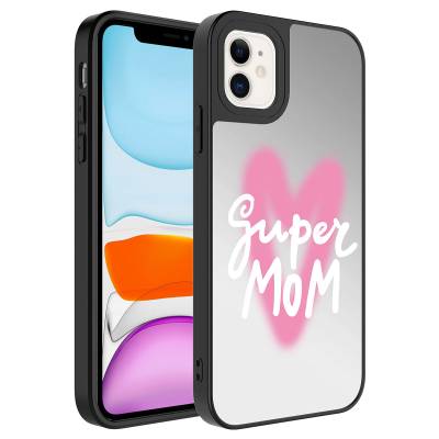 Apple iPhone 12 Case Mirror Patterned Camera Protected Glossy Zore Mirror Cover Süper Anne