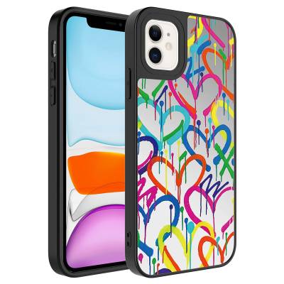 Apple iPhone 12 Case Mirror Patterned Camera Protected Glossy Zore Mirror Cover Kalp