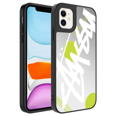 Apple iPhone 12 Case Mirror Patterned Camera Protected Glossy Zore Mirror Cover Yazı