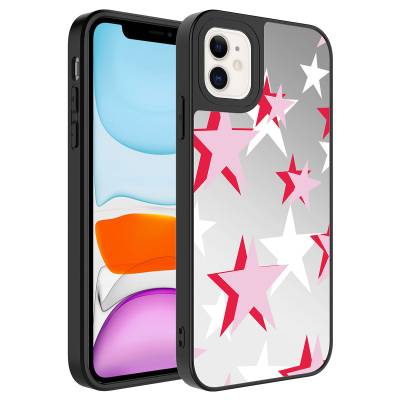 Apple iPhone 12 Case Mirror Patterned Camera Protected Glossy Zore Mirror Cover Yıldız