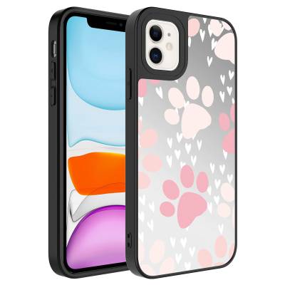 Apple iPhone 12 Case Mirror Patterned Camera Protected Glossy Zore Mirror Cover Pati