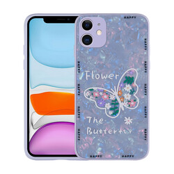 Apple iPhone 12 Case Patterned Hard Silicone Zore Mumila Cover Lilac Flower