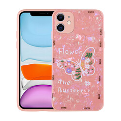 Apple iPhone 12 Case Patterned Hard Silicone Zore Mumila Cover Pink Flower