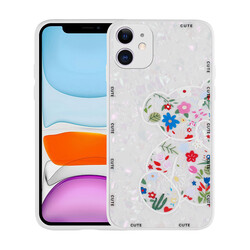 Apple iPhone 12 Case Patterned Hard Silicone Zore Mumila Cover White Bear