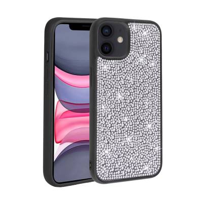 Apple iPhone 12 Case Shiny Stone Design Zore Stone Cover Black