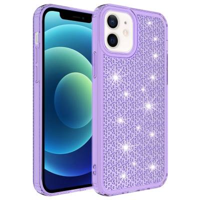 Apple iPhone 12 Case With Airbag Shiny Design Zore Snow Cover Purple