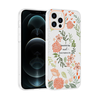Apple iPhone 12 Case with Camera Protector, Patterned Zore Clip Cover Beautiful