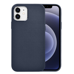 Apple iPhone 12 Case Wiwu Calfskin Cover Navy blue