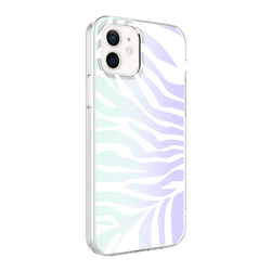 Apple iPhone 12 Case Zore M-Blue Patterned Cover Zebra No1