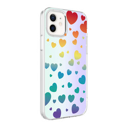 Apple iPhone 12 Case Zore M-Blue Patterned Cover Heart No3