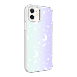 Apple iPhone 12 Case Zore M-Blue Patterned Cover Moon No4