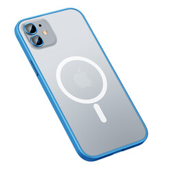 Apple iPhone 12 Case Zore Mokka Wireless Cover Blue