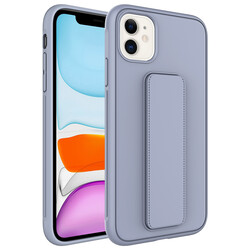 Apple iPhone 12 Case Zore Qstand Cover Grey