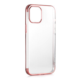 Apple iPhone 12 Case Zore Dört Köşeli Lazer Silicon Cover Rose Gold