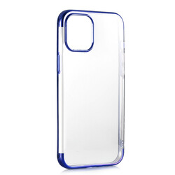 Apple iPhone 12 Case Zore Dört Köşeli Lazer Silicon Cover Blue