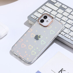 Apple iPhone 12 Case Zore Sidney Patterned Hard Cover Heart No1
