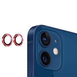 Apple iPhone 12 CL-06 Kamera Lens Koruyucu Kırmızı