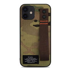 Apple iPhone 12 Kılıf Kajsa Cordura Serisi Military Kapak Kahverengi