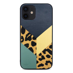 Apple iPhone 12 Kılıf Kajsa Glamorous Serisi Leopard Combo Kapak Lacivert