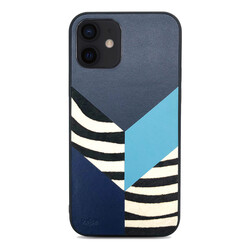 Apple iPhone 12 Kılıf Kajsa Glamorous Serisi Zebra Combo Kapak Mavi