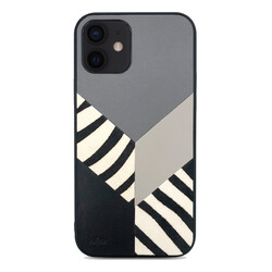 Apple iPhone 12 Kılıf Kajsa Glamorous Serisi Zebra Combo Kapak Gri