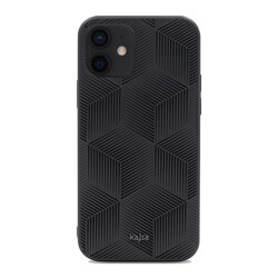 Apple iPhone 12 Kılıf Kajsa Splendid Serisi 3D Cube Kapak Siyah