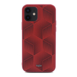 Apple iPhone 12 Kılıf Kajsa Splendid Serisi 3D Cube Kapak Kırmızı