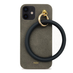 Apple iPhone 12 Kılıf Kajsa Splendid Serisi Morandi Ring Kapak Gri