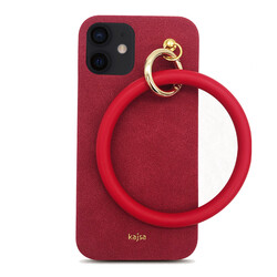 Apple iPhone 12 Kılıf Kajsa Splendid Serisi Morandi Ring Kapak Kırmızı