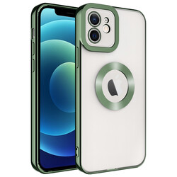 Apple iPhone 12 Kılıf Kamera Korumalı Logo Gösteren Zore Omega Kapak Yeşil