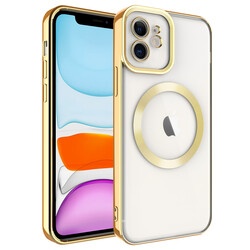 Apple iPhone 12 Kılıf Magsafe Wireless Şarj Özellikli Zore Setro Silikon Gold