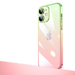 Apple iPhone 12 Kılıf Parlak Renk Geçişli Kamera Korumalı Zore Senkron Kapak Pembe-Yeşil