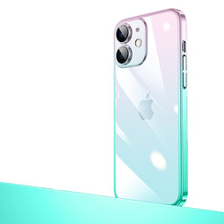 Apple iPhone 12 Kılıf Parlak Renk Geçişli Kamera Korumalı Zore Senkron Kapak Pembe-Mavi