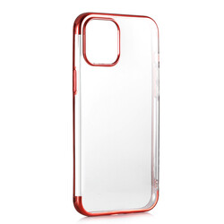 Apple iPhone 12 Kılıf Zore Dört Köşeli Lazer Silikon Kapak Kırmızı