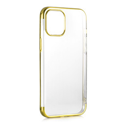 Apple iPhone 12 Kılıf Zore Dört Köşeli Lazer Silikon Kapak Gold