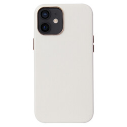 Apple iPhone 12 Kılıf Zore Leathersafe Wireless Kapak Beyaz