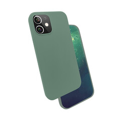 Apple iPhone 12 Kılıf Zore Silk Silikon Koyu Yeşil