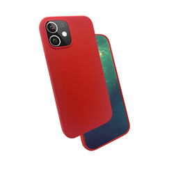 Apple iPhone 12 Kılıf Zore Silk Silikon Kırmızı